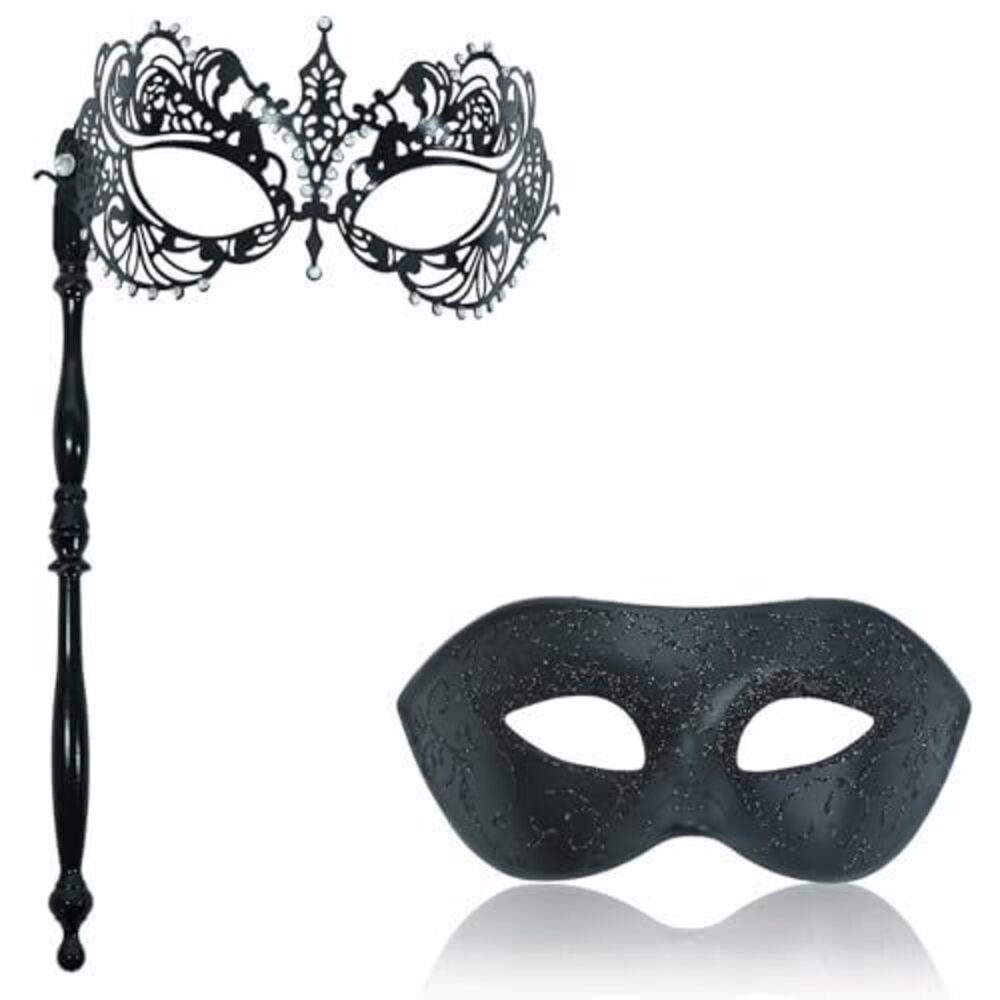 4177 Masquerade Mask for Couples Comfortable Masquerade Mask with Stick